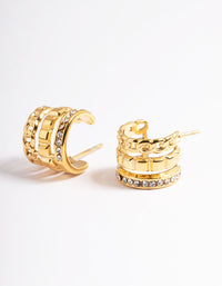 Gold Plated Triple Chain Hoop Earrings - link has visual effect only