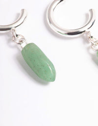 Silver Green Fluorite Mini Shard Hoop Earrings - link has visual effect only