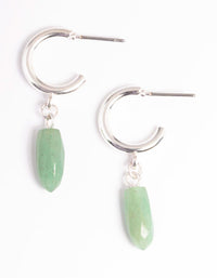 Silver Green Fluorite Mini Shard Hoop Earrings - link has visual effect only