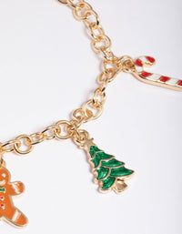 Kids Gold Gingerbread Charm Bracelet - link has visual effect only