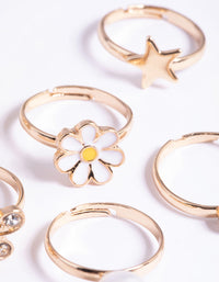 Kids Diamante & Daisy Ring 6-Pack - link has visual effect only