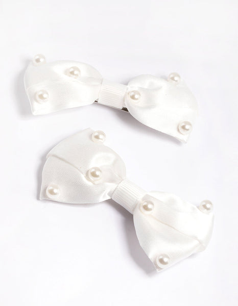 White Ribbon Bow Clip - Lovisa