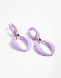 Lilac Rubber Coat Link Drop Earrings - link has visual effect only