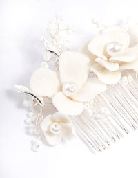 White Large Flower Hair Comb - link has visual effect only