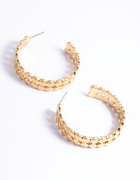 Worn Gold Two Row Circle Hoop Earrings - link has visual effect only