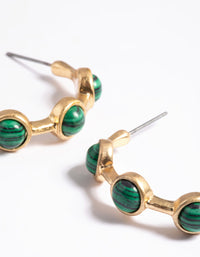 Worn Gold Stone Detail Hoop Earrings - link has visual effect only