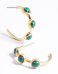 Worn Gold Stone Detail Hoop Earrings - link has visual effect only