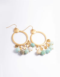 Worn Gold Disc Semi-Precious Ball Large Earrings - link has visual effect only