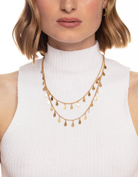 Worn Gold Multi Disc Drop 2 Layer Necklace - link has visual effect only