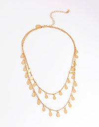 Worn Gold Multi Disc Drop 2 Layer Necklace - link has visual effect only