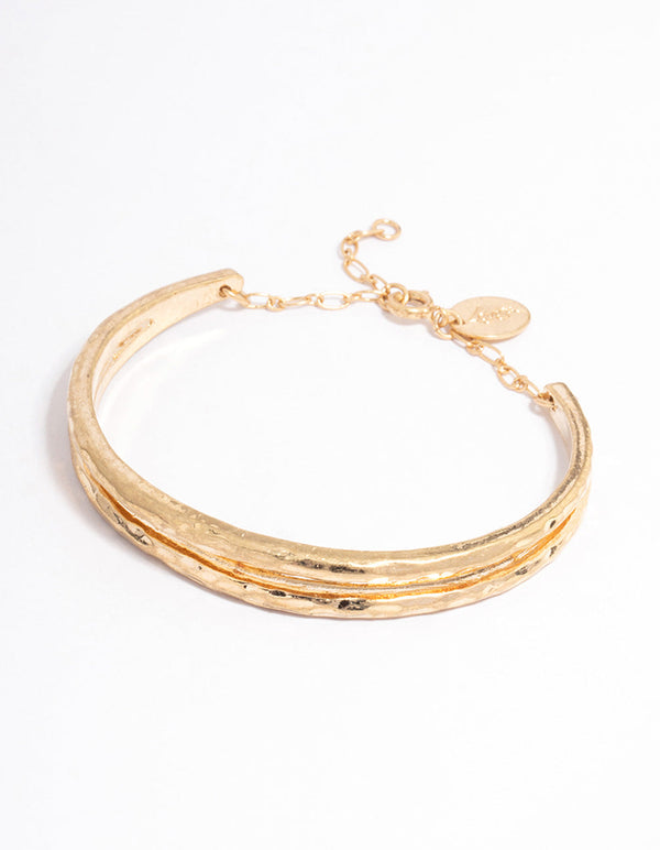 Worn Gold Molten Cuff Bangle