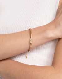 Worn Gold Green Shard Cuff Bracelet - link has visual effect only