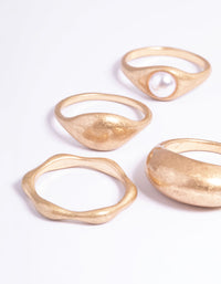 Worn Gold Large Dome Pearl Ring Pack - link has visual effect only