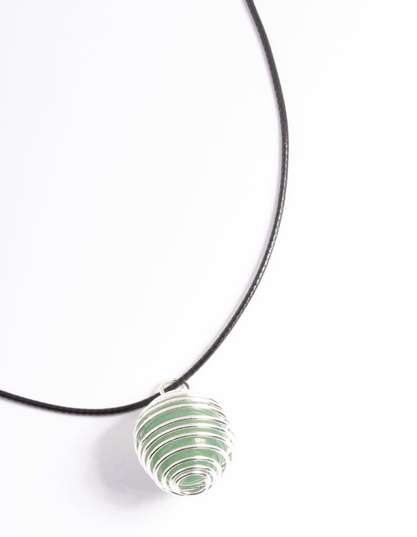 Silver Green Adventurine Spiral Cord Necklace