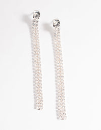 Silver Cubic Zirconia Cupchain Back & Front Sandwich Earrings - link has visual effect only