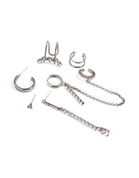 Gunmetal Clear Stone Bar Stud Earring Pack - link has visual effect only