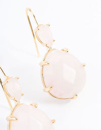 Gold Plated Rose Quartz Double Oval Drop Earring - link has visual effect only