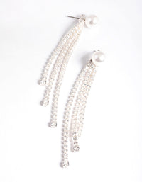 Silver PlatedCubic Zirconia Freshwater Pearl Cupchain Jacket Earring - link has visual effect only