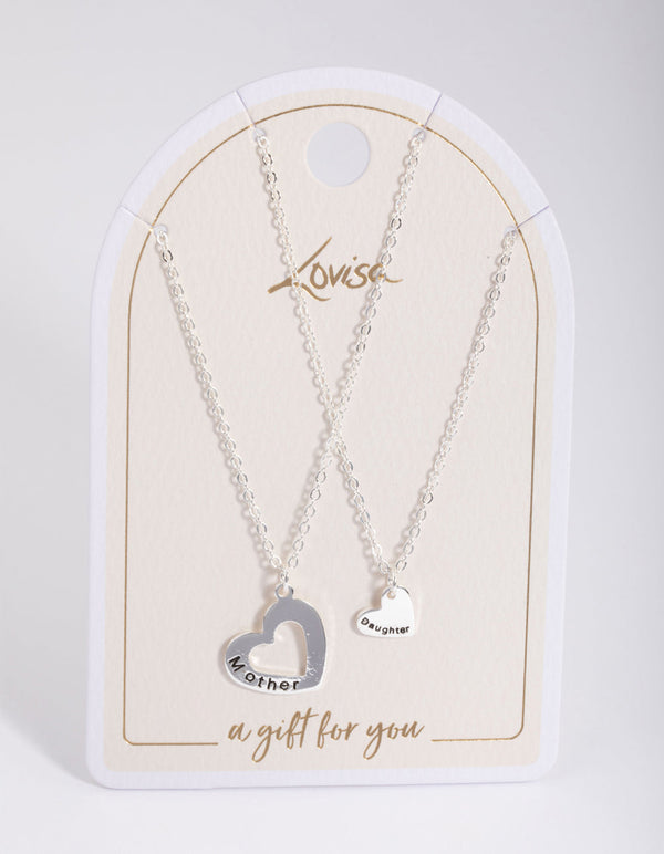 Silver Double Diamante Open Heart Necklace - Lovisa