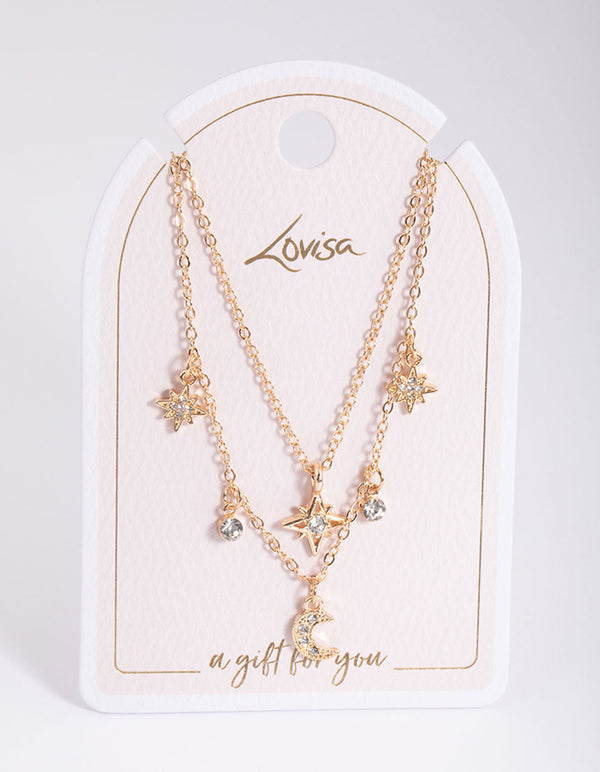 Lovisa Gold Mesh Necklace With Large Baguette Stone and 