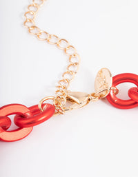 Red Metallic Coated Chain Necklace - link has visual effect only