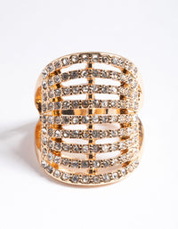 Gold Multi Diamante Cocktail Ring - link has visual effect only