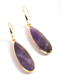 Gold Plated Amethyst Long Facet Drop Earrings - link has visual effect only