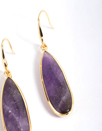 Gold Plated Amethyst Long Facet Drop Earrings - link has visual effect only