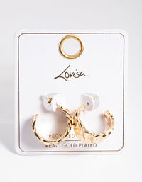 Gold Plated Brass Medium Molten Hoop Earrings - link has visual effect only