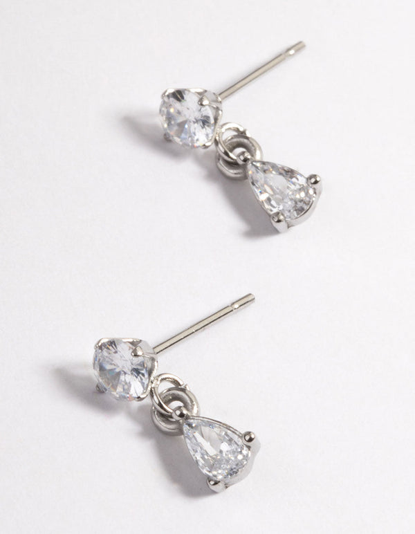 Rhodium Surgical Steel Teardrop Stud Earrings