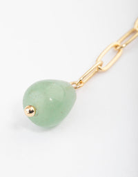 Gold Plated Green Aventurine Chain Drop Earrings - link has visual effect only