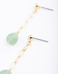 Gold Plated Green Aventurine Chain Drop Earrings - link has visual effect only