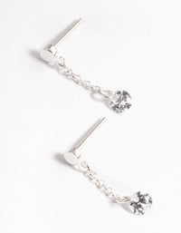 Sterling Silver Chain Cubic Zirconia Drop Earrings - link has visual effect only