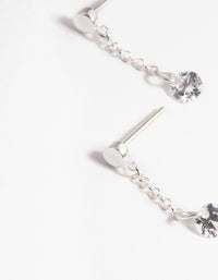 Sterling Silver Chain Cubic Zirconia Drop Earrings - link has visual effect only