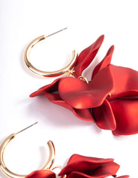 Red Coated Petal Huggie Earrings - link has visual effect only