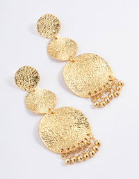 Gold Plated Brass Hammered Trio Drop Earrings - link has visual effect only