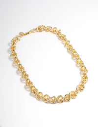 Gold Plated Brass Chain Link Necklace - link has visual effect only