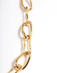 Gold Brass Irregular Link Chain Necklace - link has visual effect only