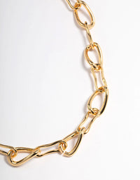 Gold Brass Irregular Link Chain Necklace - link has visual effect only