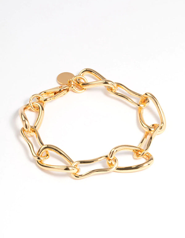 Brass Gold Plated Surgical Steel Irregular Link Chain Bracelet