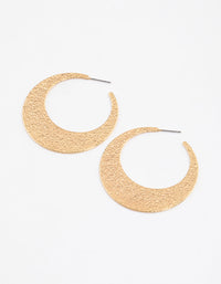 Gold Plated Brass Flat Textured Hoop Earrings - link has visual effect only