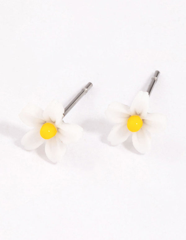 Faux Silk Artificial Flower Eco PE Small Daisy Stem Set in White