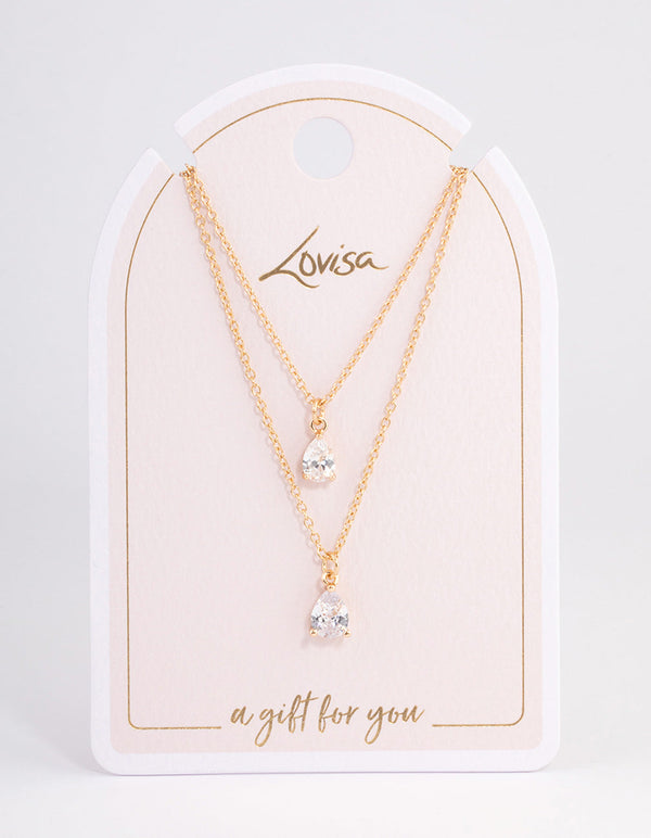 Lovisa Gold Mesh Necklace With Large Baguette Stone and 