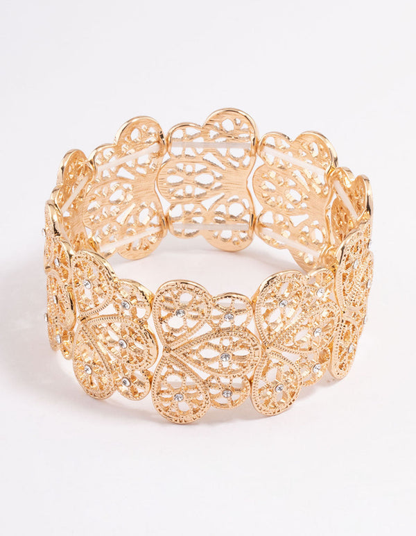 Gold Filigree Stretch Bracelet - Lovisa