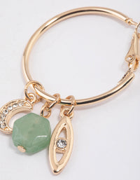 Gold Green Aventurine Eye Charm Hoop Earrings - link has visual effect only