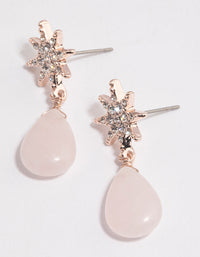 Rose Gold Rose Quartz Starburst Drop Earrings - link has visual effect only