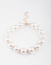 Gold Oversized Pearl Ball Necklace - link has visual effect only