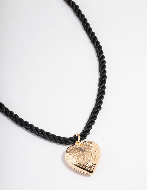 Gold Textured Heart Twist Necklace