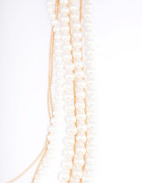 Gold Pearl Long Layered Necklace - link has visual effect only