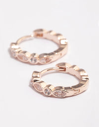 Rose Gold Diamante Row Huggie Earrings - link has visual effect only